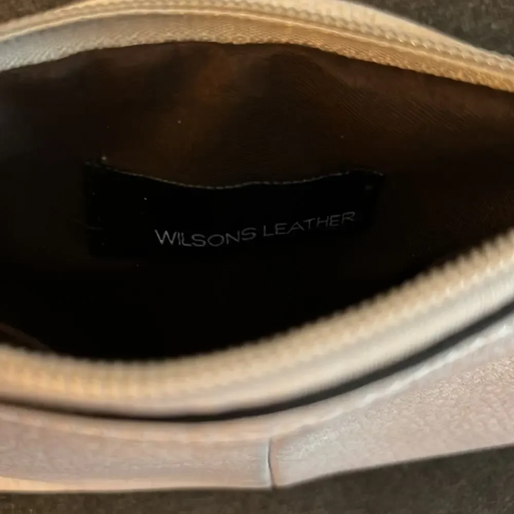 Wilsons Leather Taupe Zip Up Wristlet